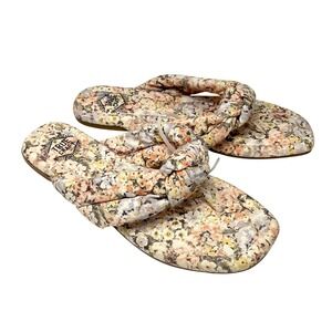 True Craft Women's Floral Thong Flip Flop Sandals 8M Padded Comfort Beach Shoes
